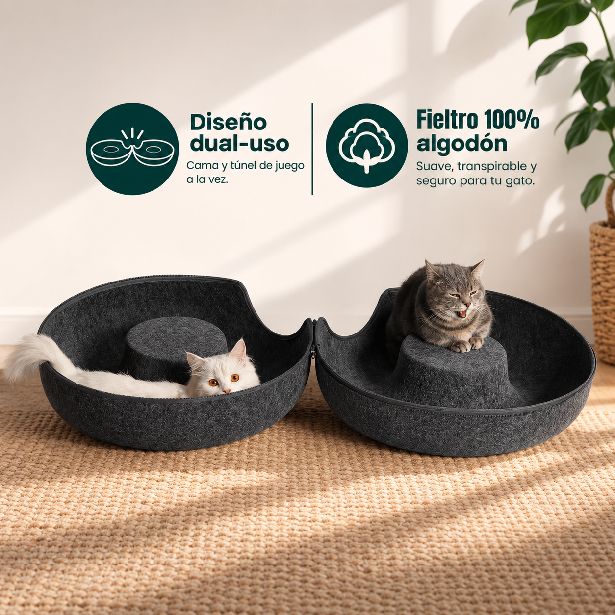 Túnel Interactivo Con Forma de Donut Para Gatos