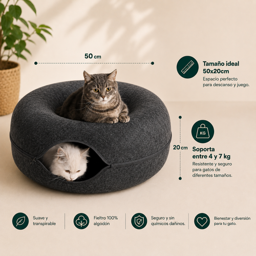 Túnel Interactivo Con Forma de Donut Para Gatos