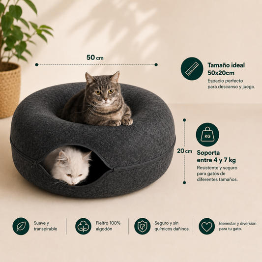 Túnel Interactivo Con Forma de Donut Para Gatos